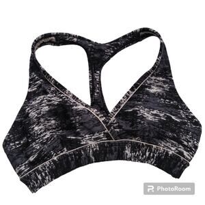 Athleta Black White Print Racer Back Athletic Sports Bra Size Small
